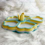 Flower Tray Light Yellow, lt. blue, white