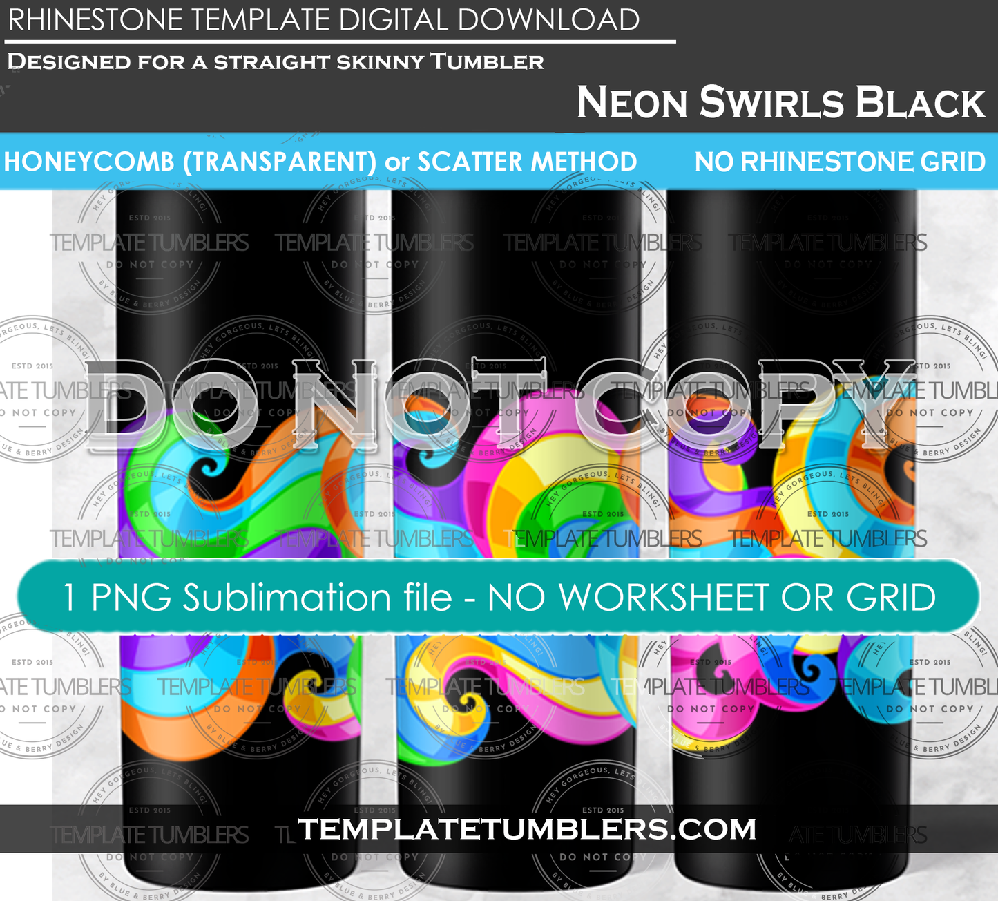 Neon Swirls Black Digital Download