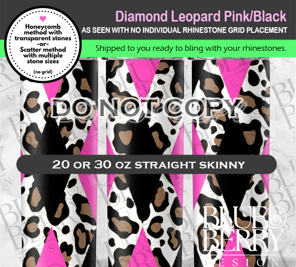 Diamond Leopard Pink Black Shipped Tumbler