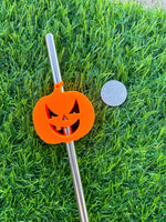 Load image into Gallery viewer, Pumpkin Face Straw Topper
