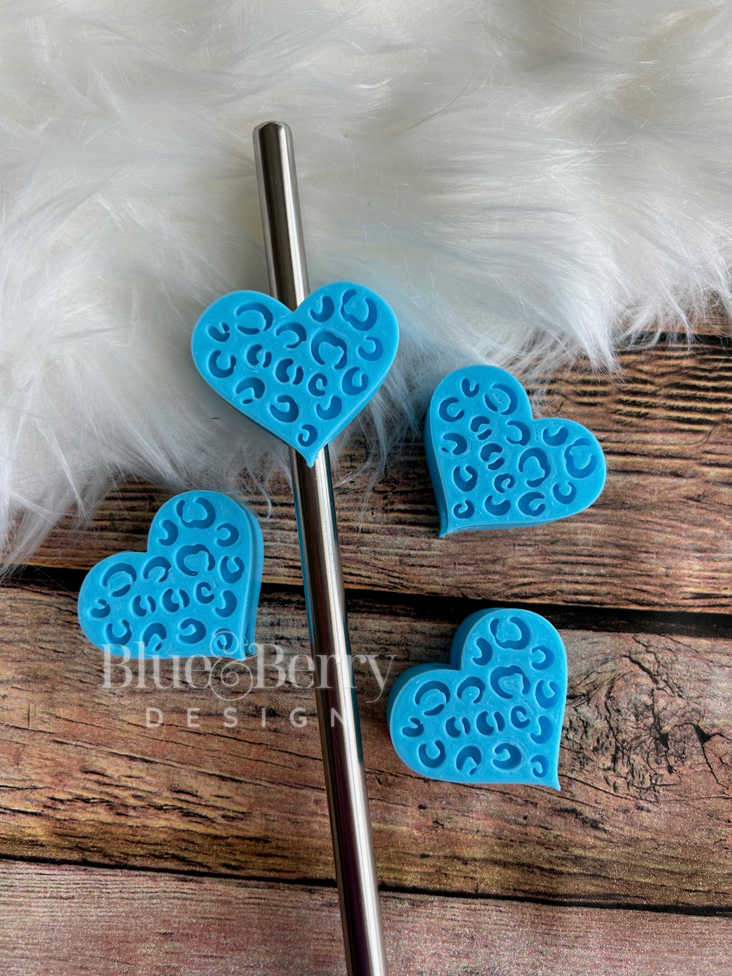 Leopard Heart Straw Topper