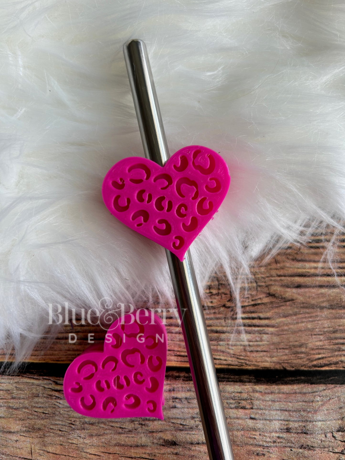 Leopard Heart Straw Topper