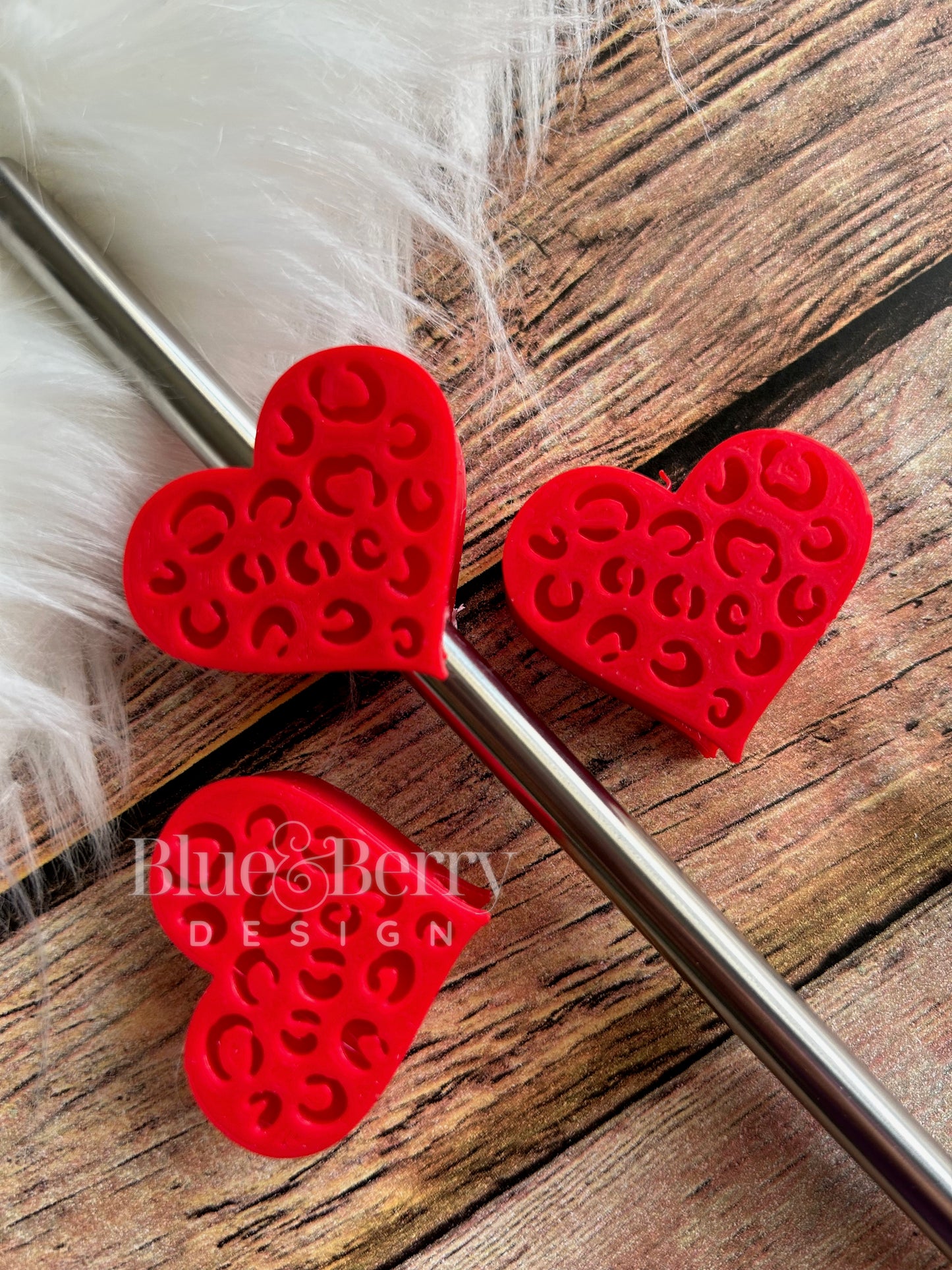 Leopard Heart Straw Topper