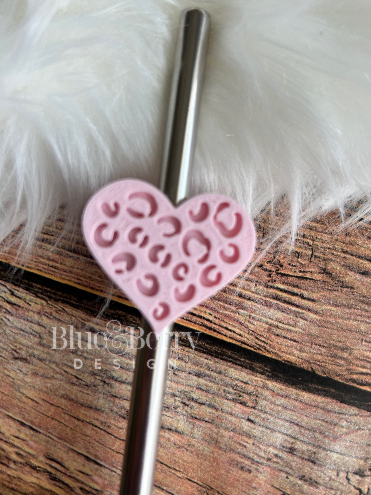 Leopard Heart Straw Topper