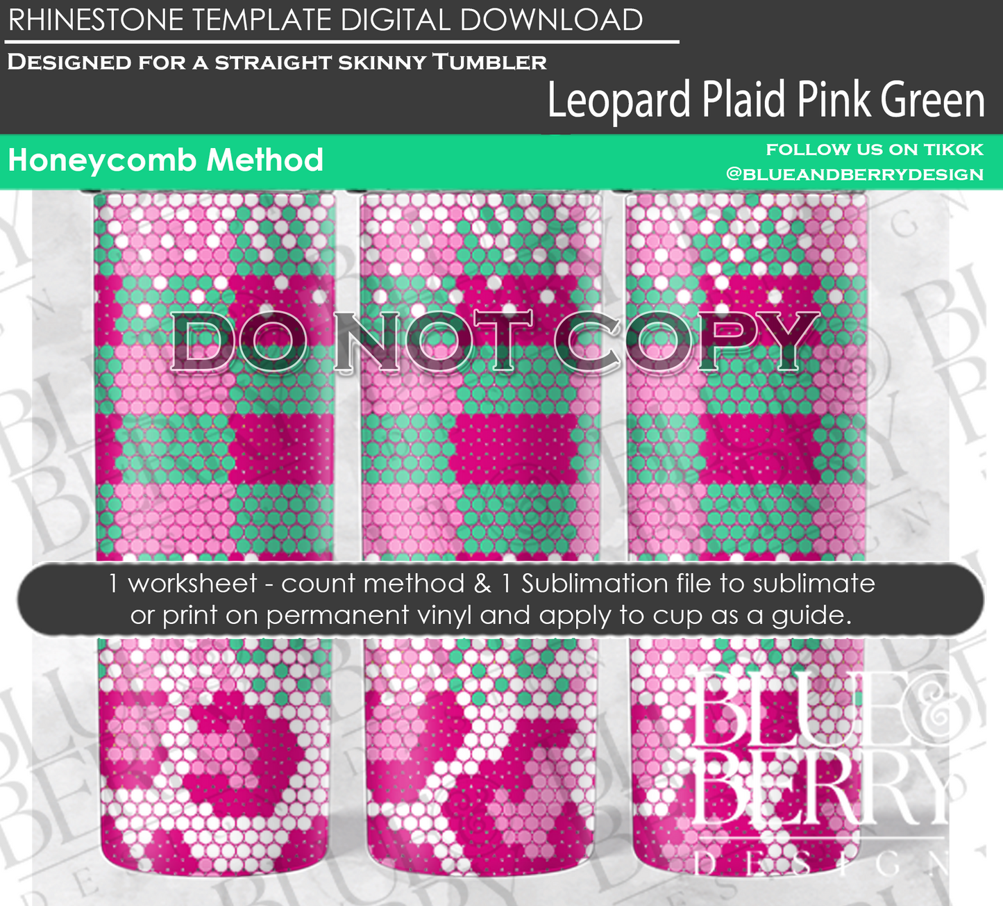 Leopard Plaid Pink Green Digital Download Template