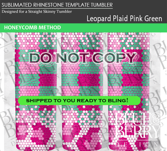 Leopard Plaid Pink Green Template Tumbler