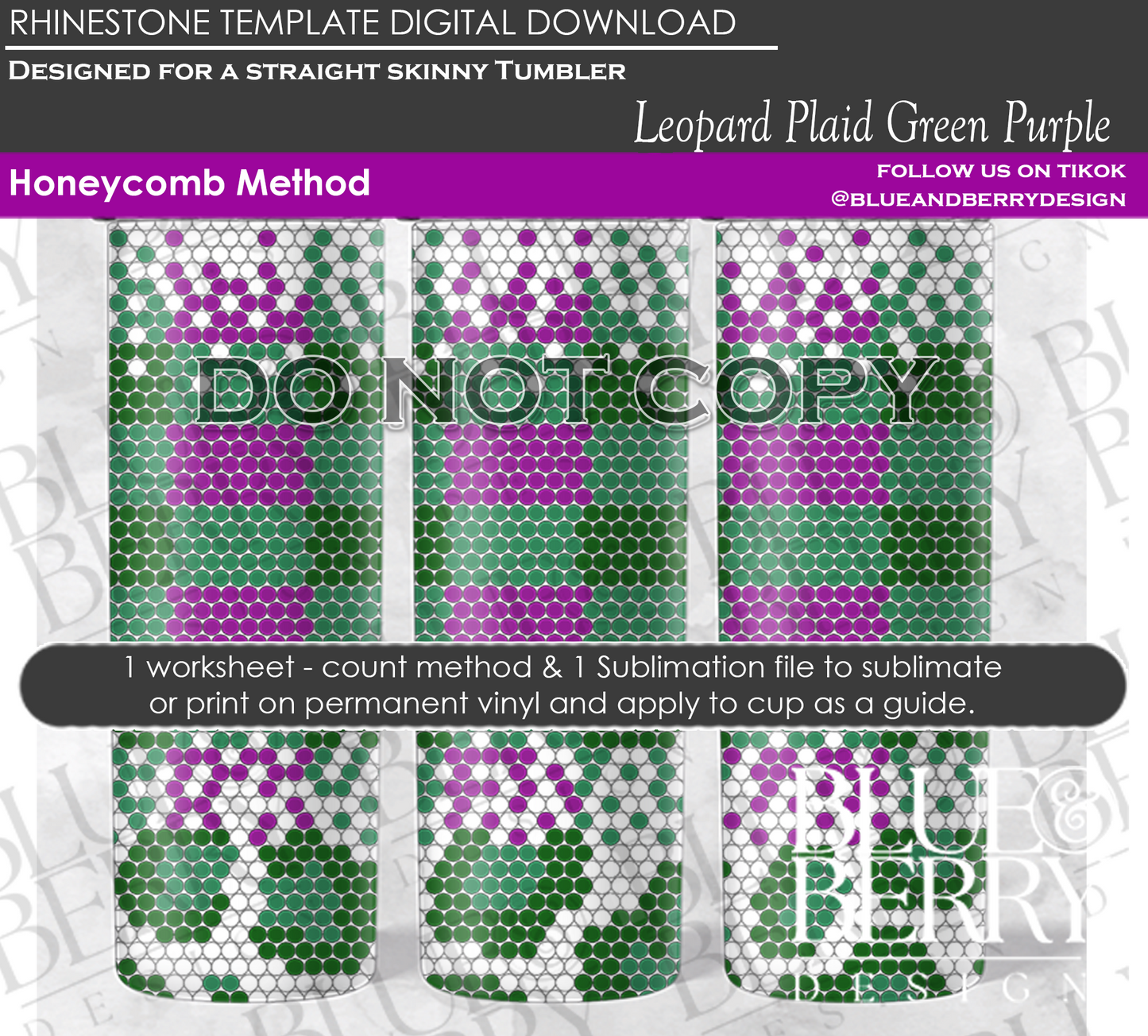 Leopard Plaid Green Purple Digital Download Template