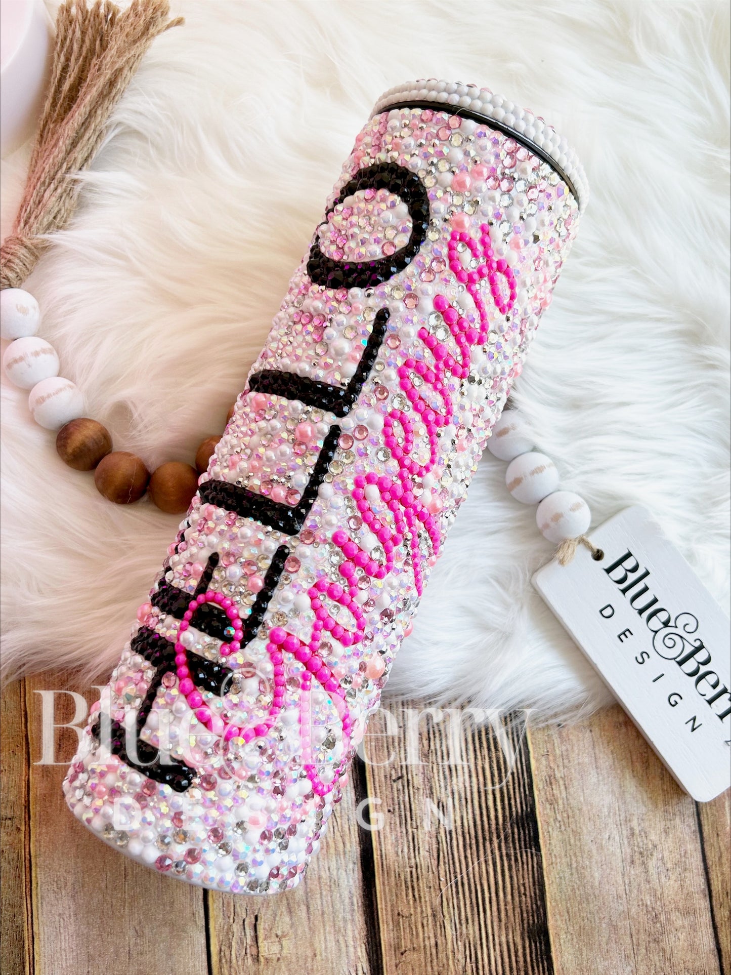 Hello Gorgeous Pink Rhinestone Tumbler 30oz