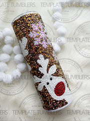 Rudolf Rhinestone Tumbler Glass Rhinestones 30oz