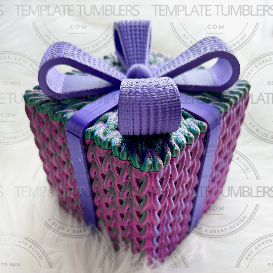 Knitted Box Color Changing/Purple Bow