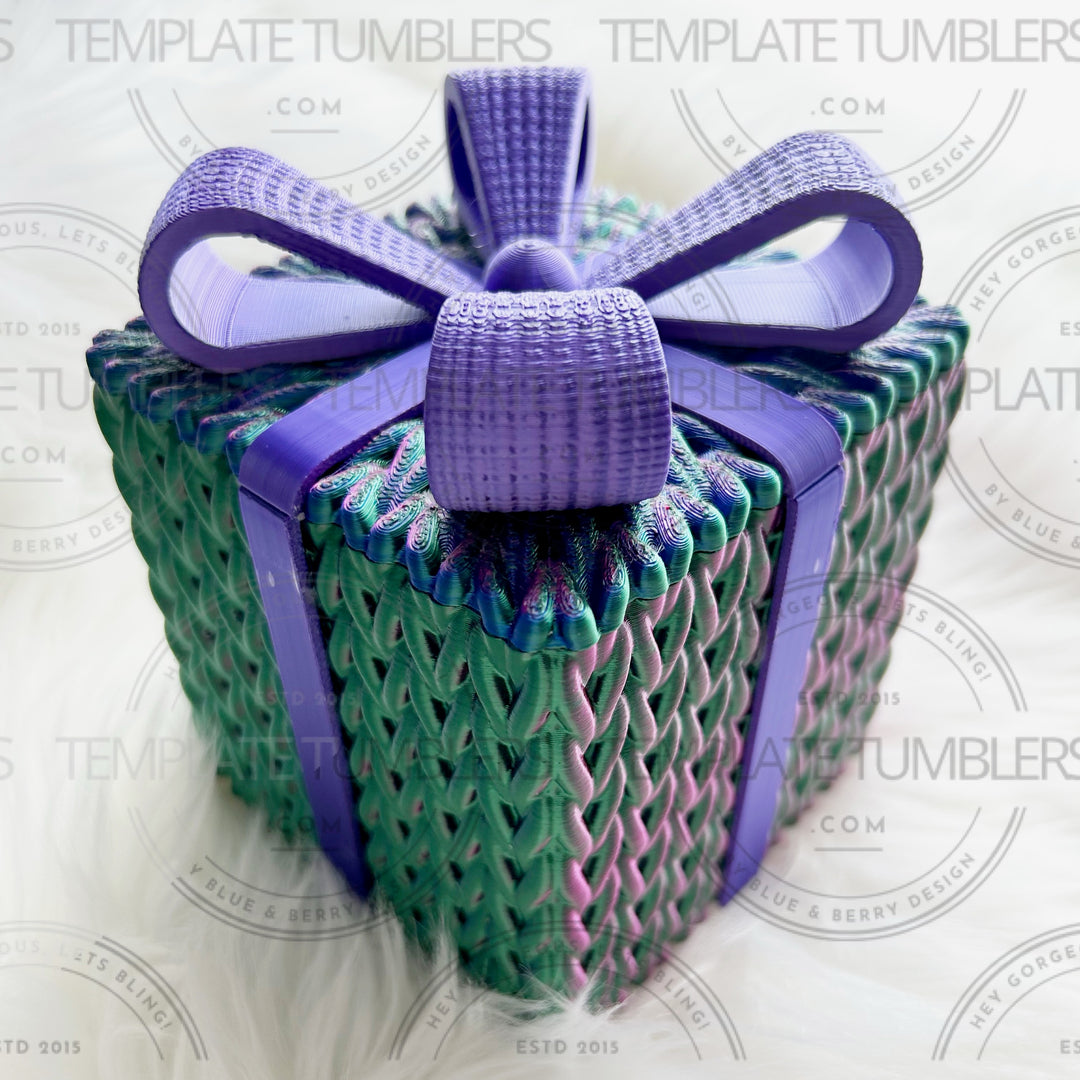 Knitted Box Color Changing/Purple Bow