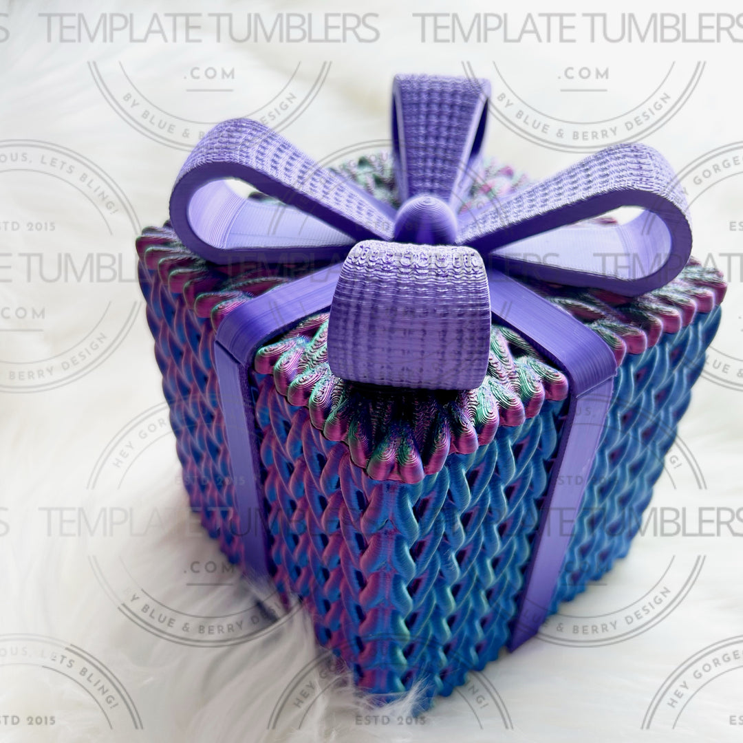 Knitted Box Color Changing/Purple Bow