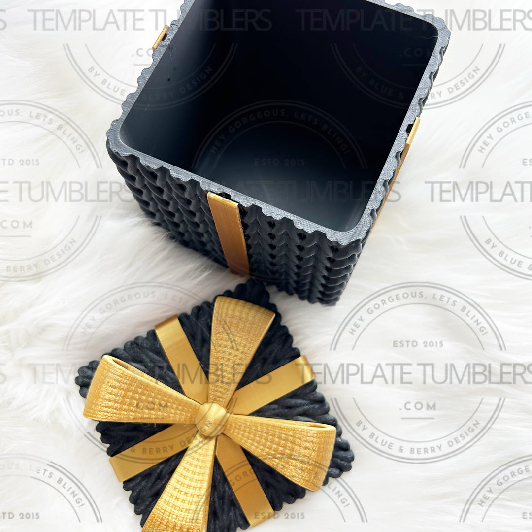 Knitted Box Black/Gold Bow