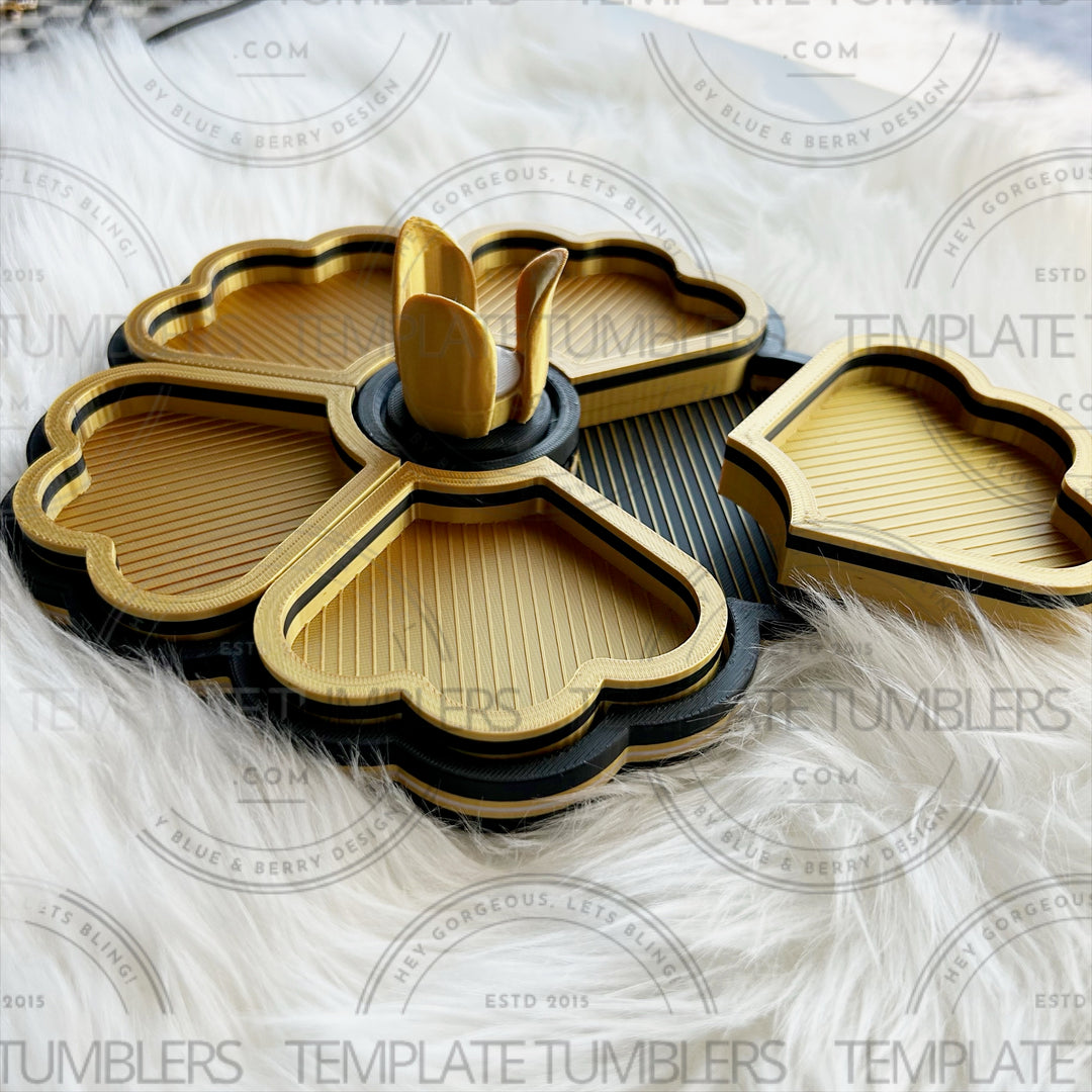 Flower Tray Black Gold White