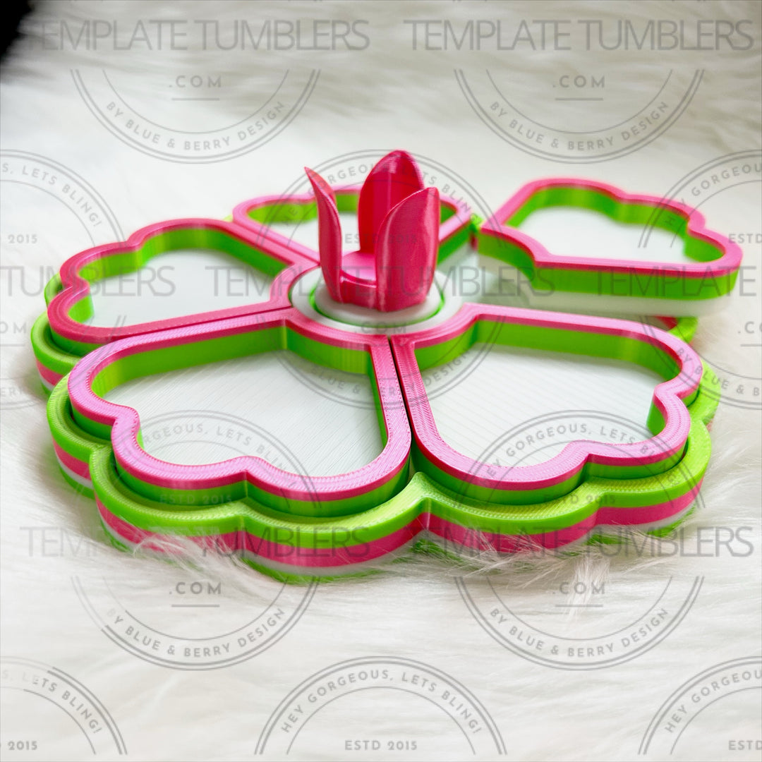 Flower Tray Pink Green White