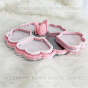Flower Tray Pink White Silver