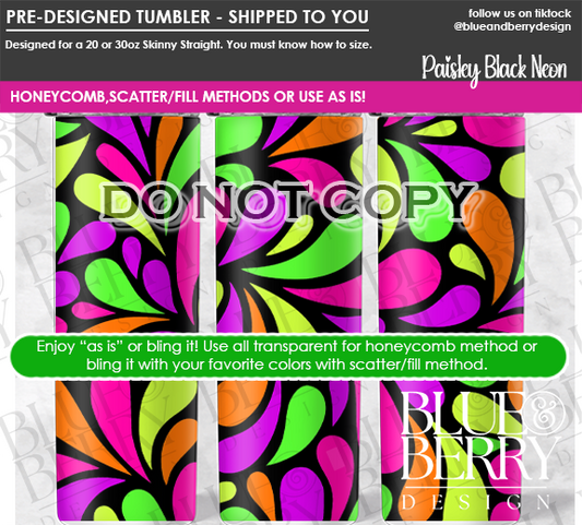 Neon Paisleys Tumbler Shipped