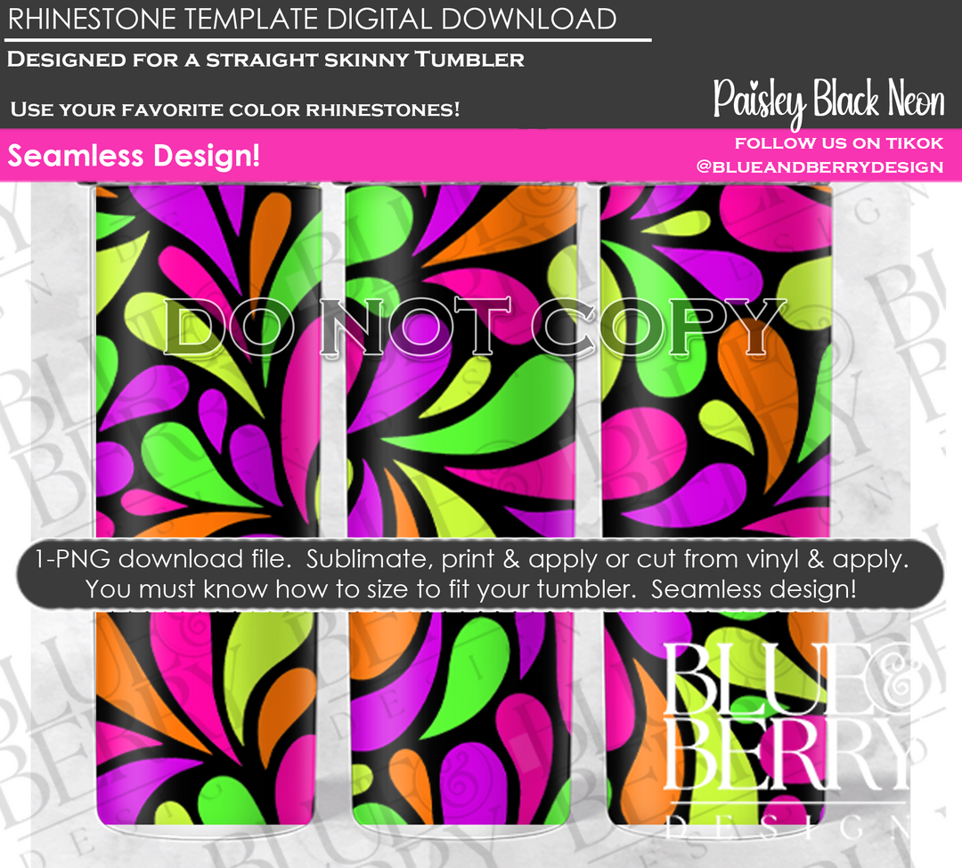 Neon Paisleys Digital Download