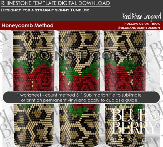 Red Roses Leopard Digital Download Template