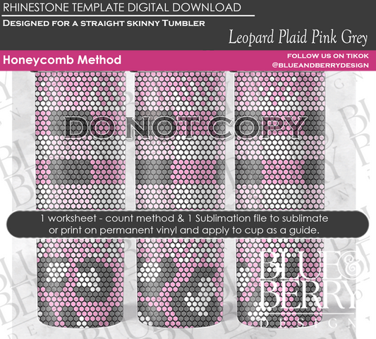 Leopard Plaid Pink Grey Digital Download Template