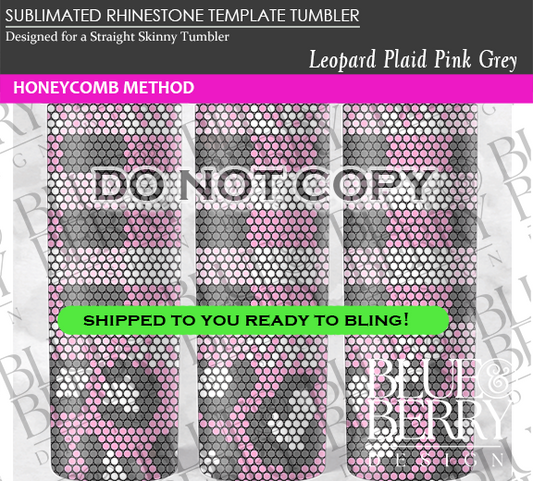 Leopard Plaid Pink Grey Template Tumbler