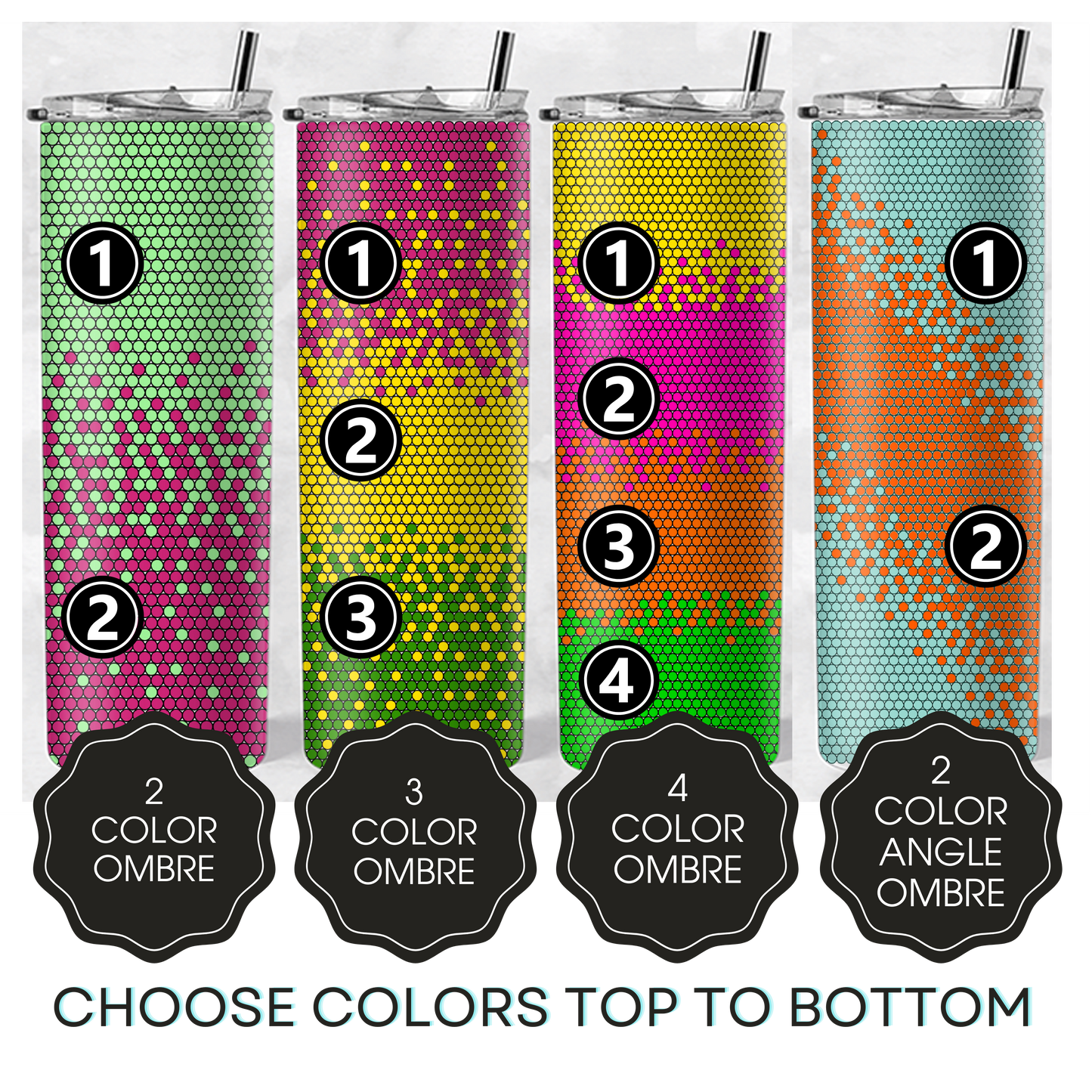 Custom Ombre Three Color Template Tumbler