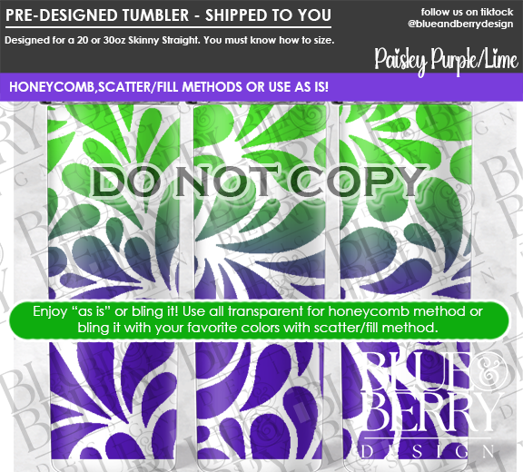 Paisley Tumbler Sublimated (26 Color options)