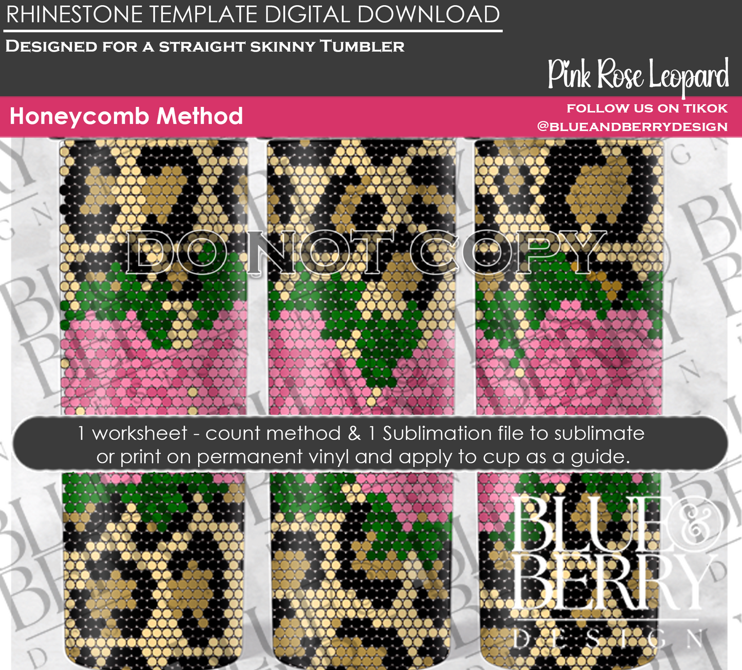 Pink Roses Leopard Digital Download Template