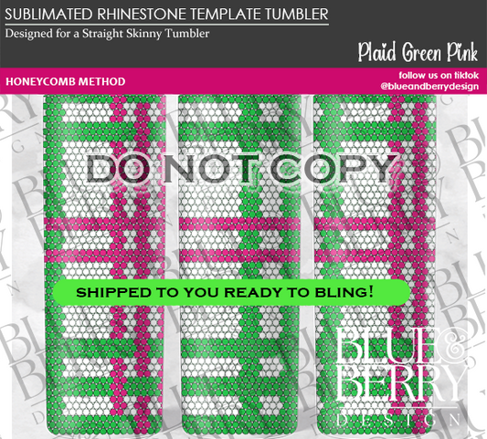 Plaid Pink Green Template Tumbler