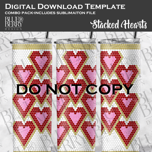 Stacked Hearts - Digital Download Template