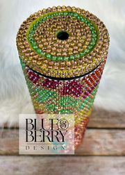 Stained Glass Design Rhinestone Tumbler 30oz