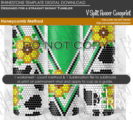 V Split Flower Cow print Download Template